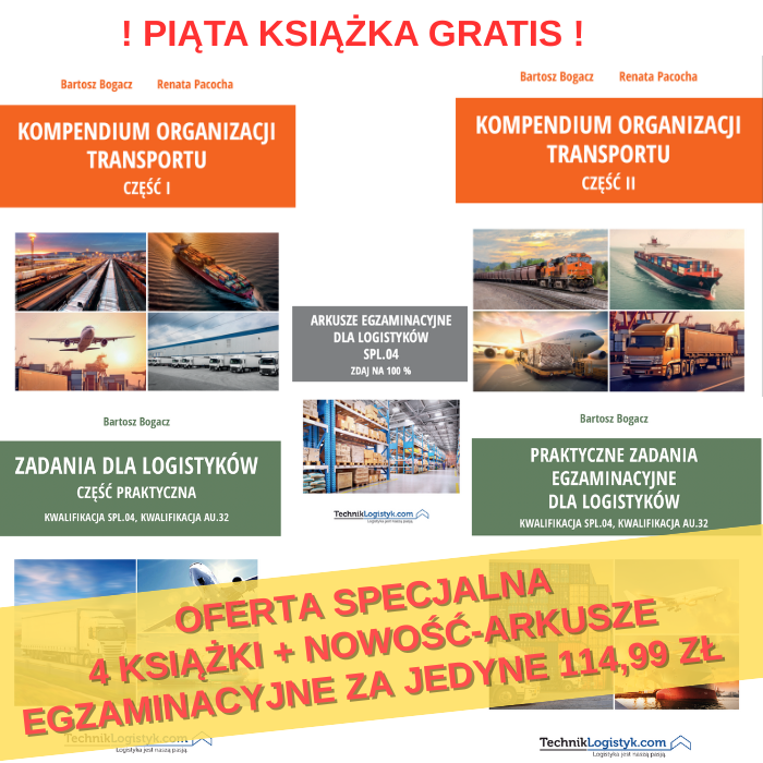 KOMPLET 5 KSIĄŻEK DO ORGANIZACJI TRANSPORTU ( 2 ZIELONE + 2 POMARAŃCZOWE + ARKUSZE SPL.04)
