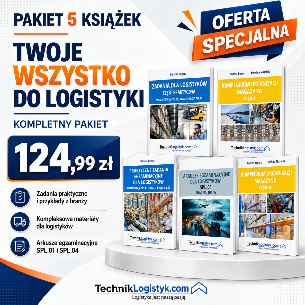 KOMPLET 5 KSIĄŻEK DO ORGANIZACJI MAGAZYNU ( 2 NIEBIESKIE+ 2 ŻÓŁTE + ARKUSZE SPL.01)