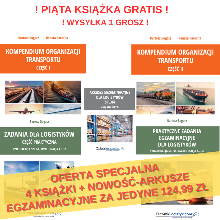 KOMPLET 5 KSIĄŻEK DO ORGANIZACJI TRANSPORTU ( 2 ZIELONE + 2 POMARAŃCZOWE + ARKUSZE SPL.04)