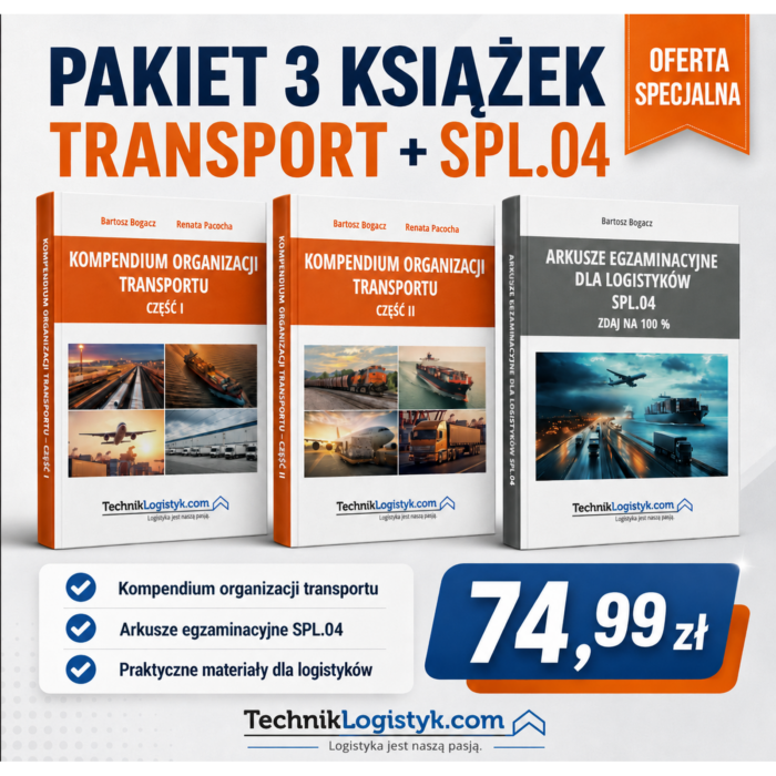 KOMPLET KSIĄŻEK (KOMPENDIUM ORGANIZACJI TRANSPORTU CZĘŚĆ I + CZEŚĆ II+ARKUSZE SPL.04)