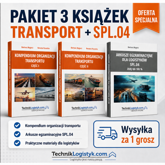 KOMPLET KSIĄŻEK (KOMPENDIUM ORGANIZACJI TRANSPORTU CZĘŚĆ I + CZEŚĆ II+ARKUSZE SPL.04)