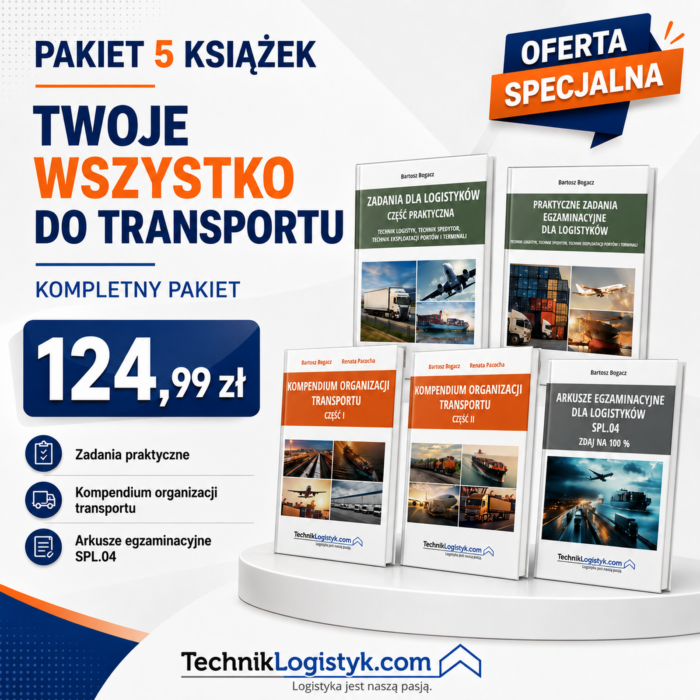 KOMPLET 5 KSIĄŻEK DO ORGANIZACJI TRANSPORTU ( 2 ZIELONE + 2 POMARAŃCZOWE + ARKUSZE SPL.04)